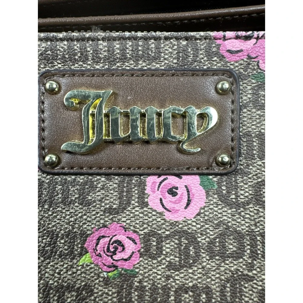 Juicy Couture Gothic Pink Bloom Brown Furget Me Not Wristlet